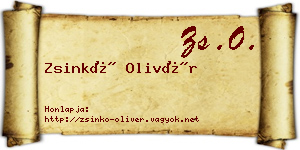 Zsinkó Olivér névjegykártya